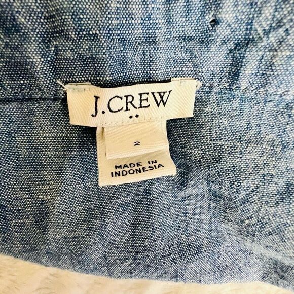 J. Crew Women's Blue Chambray Button Front Sleeveless Mini Dress Size 2 - Picture 7 of 9